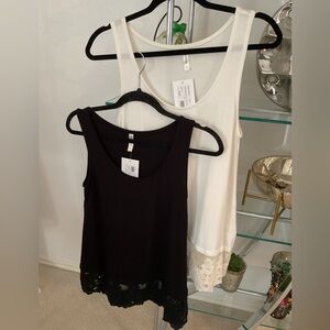 Emerald Black and White Lace Trim Tank Tops 2 for less than the price for 1.